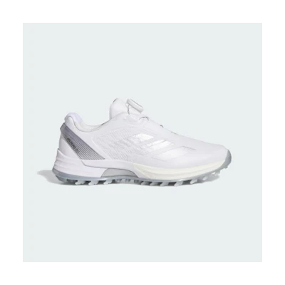 (W) Adidas Adizero ZG Low Cut Boa Spikeless Golf Shoes Cloud White/Silver Metallic/Grey Two