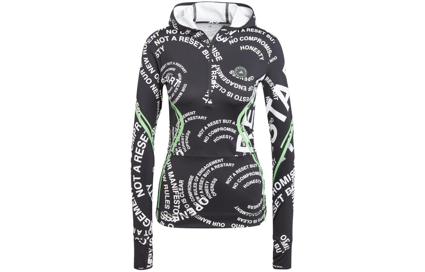 (Women) adidas Allover Letter Print Pullover Sweatshirt Black IA9126