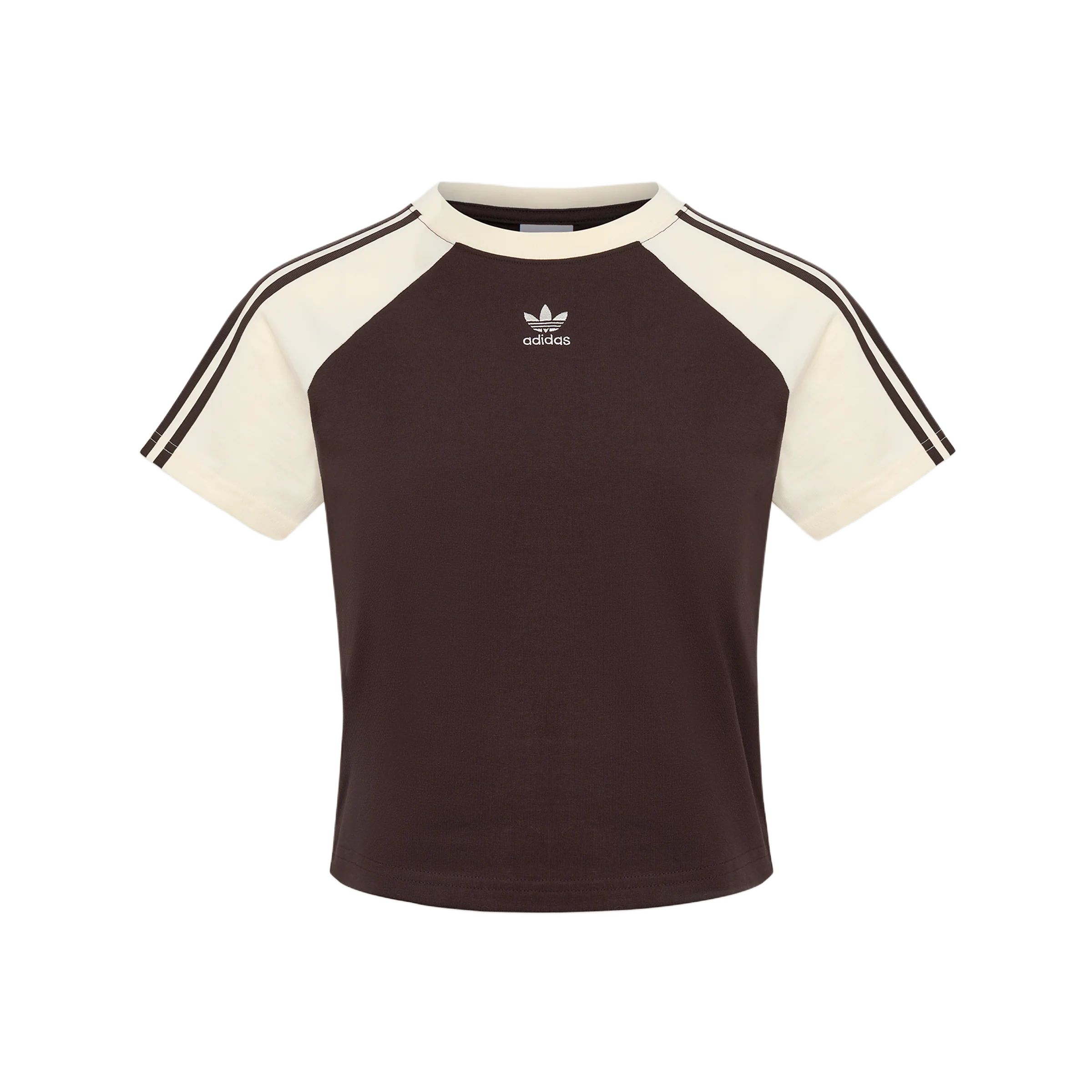 (Women) adidas Baby Striped Crewneck Cropped Sports T-Shirt KU4767