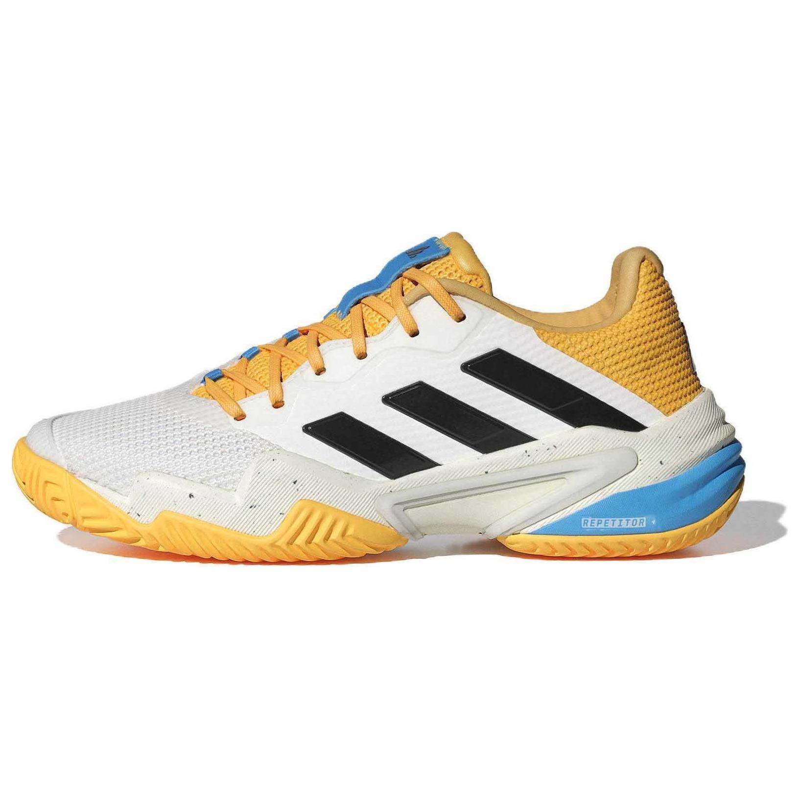 (Women) adidas Barricade 13 Tennis Shoes Women White Black Yellow Cushioning Mesh Low-Top IF0410