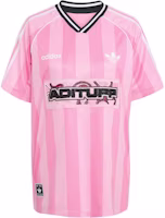 (Women) adidas Beads Jersey Loose V-Neck Short Sleeve Soccer Shirt Pink. KD2272 (Women) adidas Beads Jersey Loose V-Neck Short Sleeve Soccer Shirt Pink. KD2272