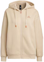 (Women) adidas Beige Solid Color Drawstring Hoodie Jacket IK9893