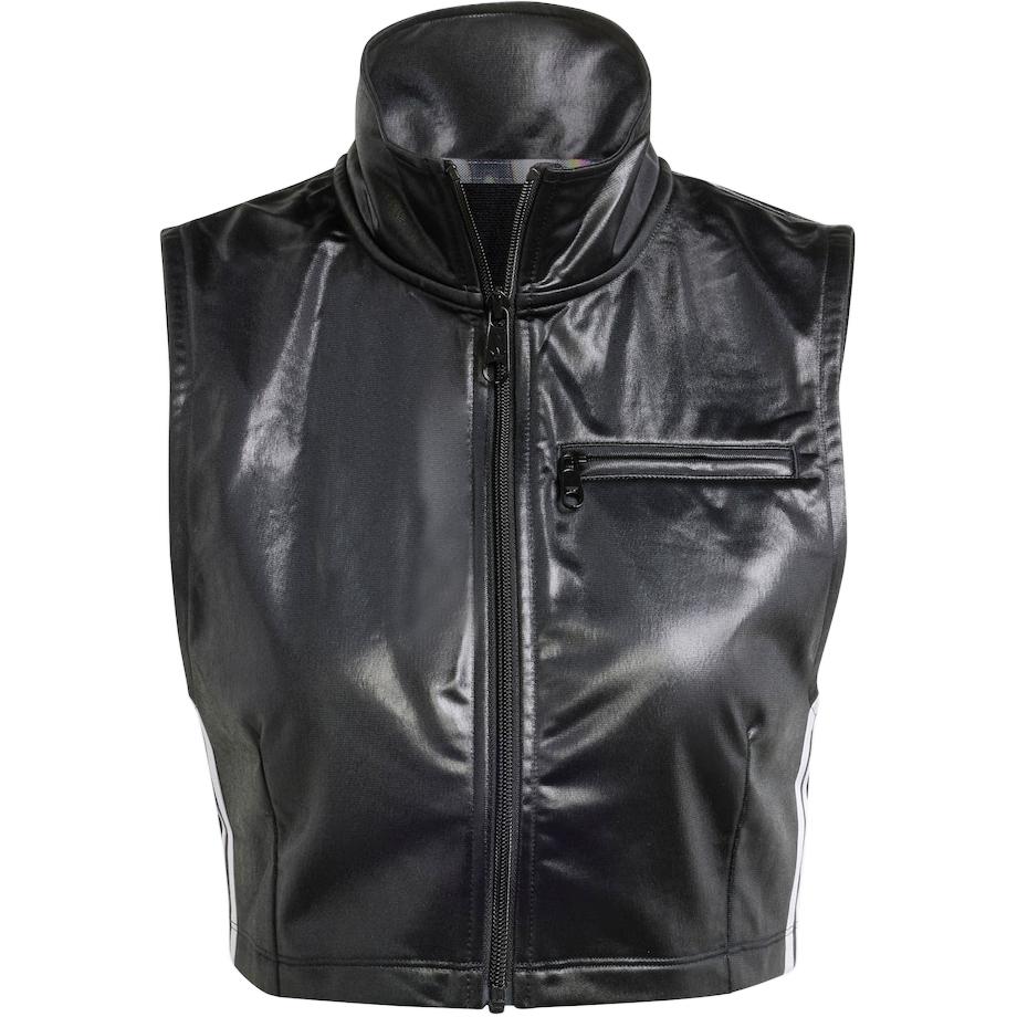 (Women) adidas Black Cropped Vest with High Collar and Zipper Design. IZ4889