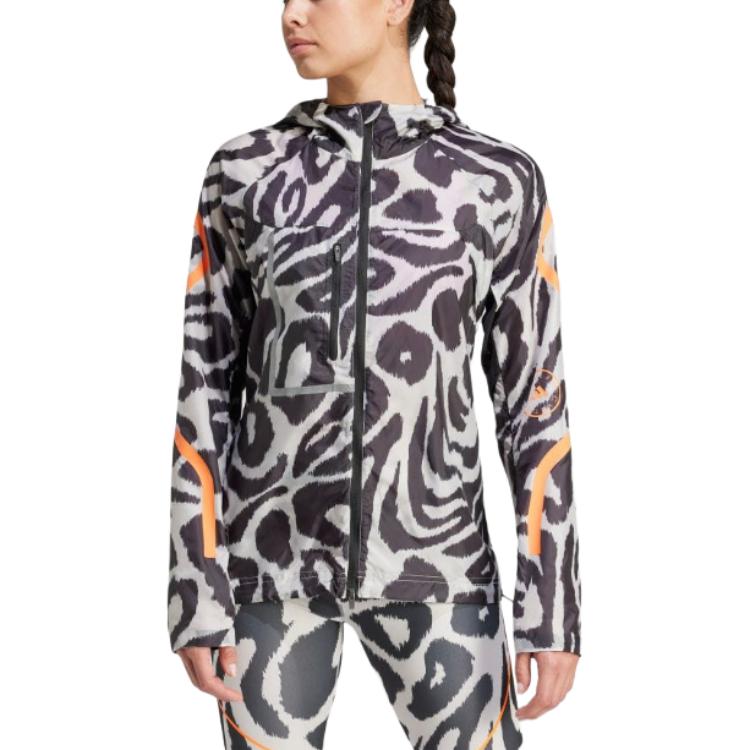 (Women) adidas Black Full-Print Slim Fit Hoodie Jacket IQ4481 圖 4