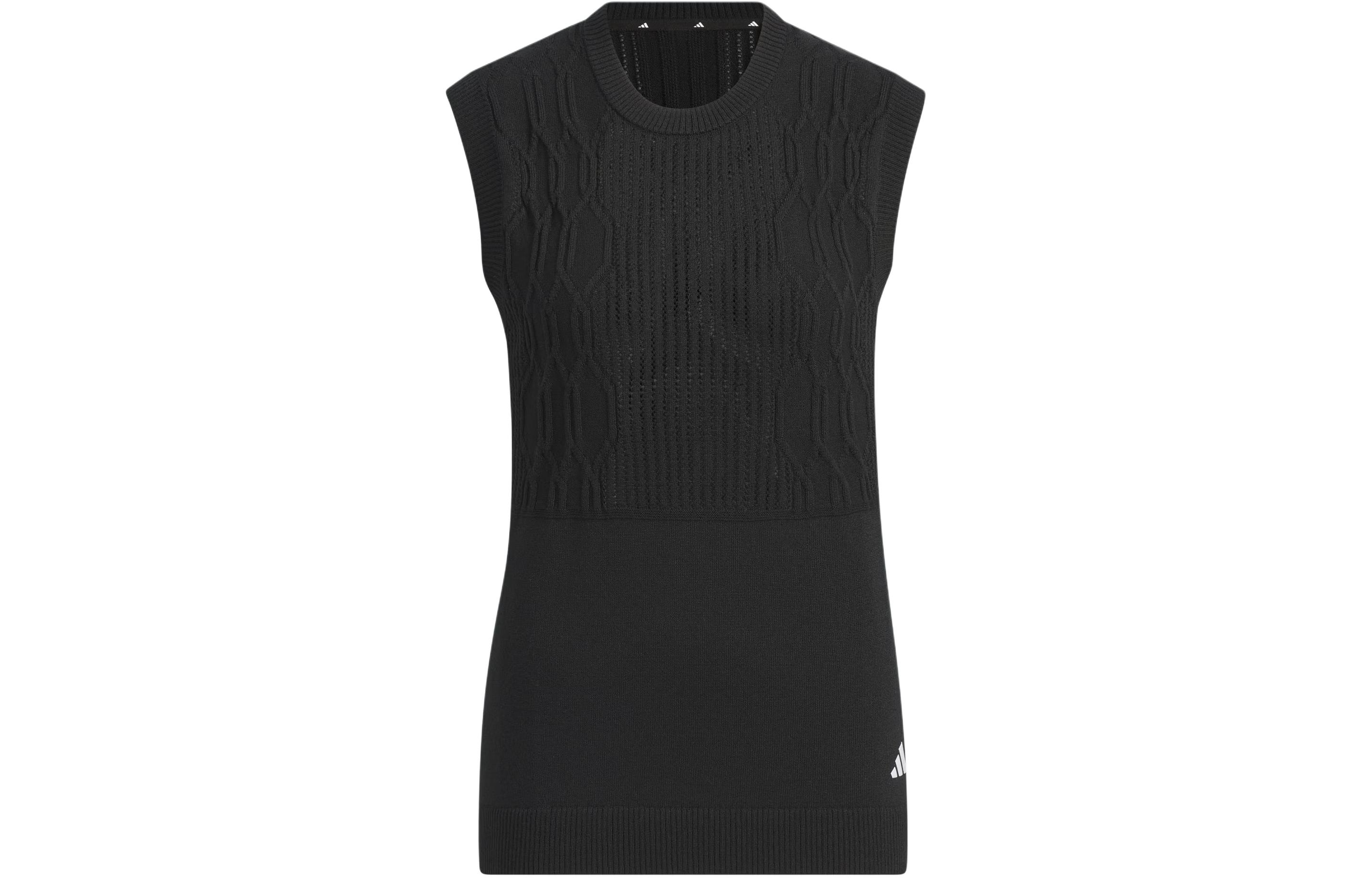 (Women) adidas Black Golf Knit Vest with Minimal Logo Design IN6612