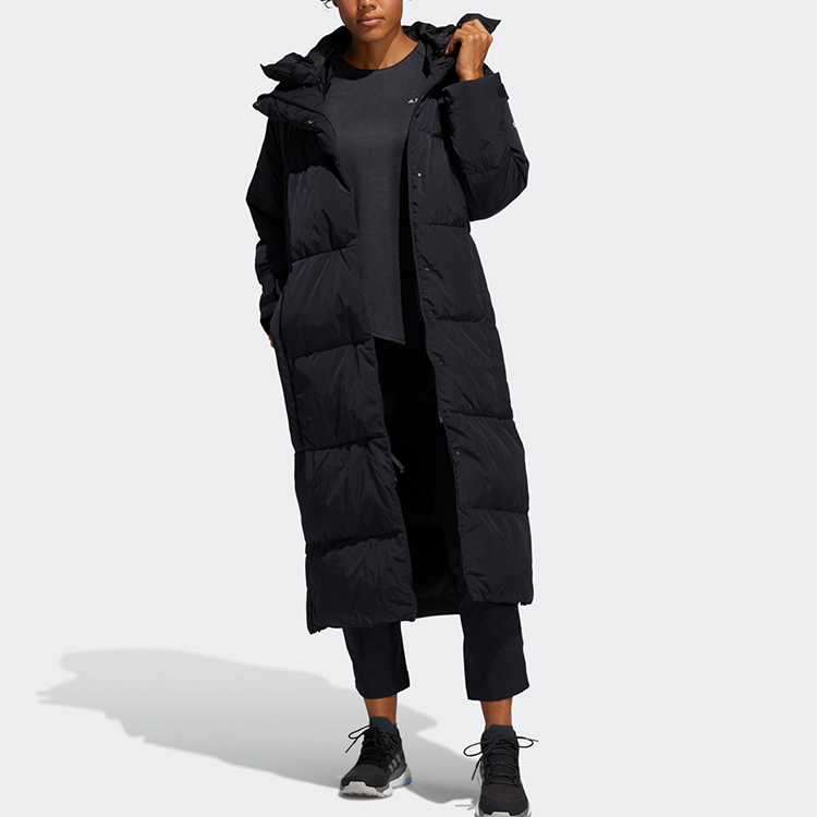 (Women) adidas Black Hooded Mid-Length Puffer Down Jacket Winter Coat FT2541 圖 3