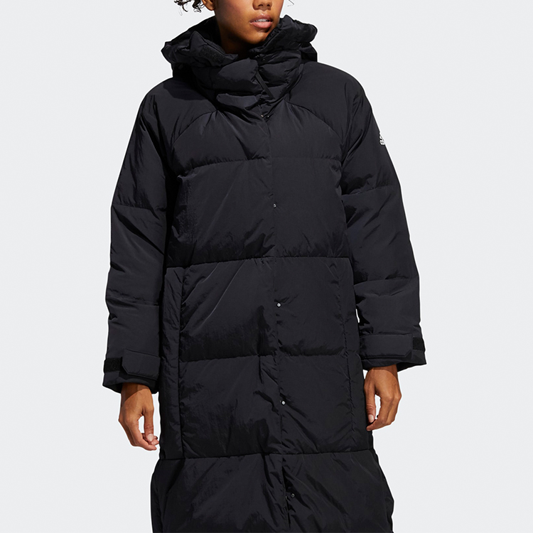 (Women) adidas Black Hooded Mid-Length Puffer Down Jacket Winter Coat FT2541 圖 4