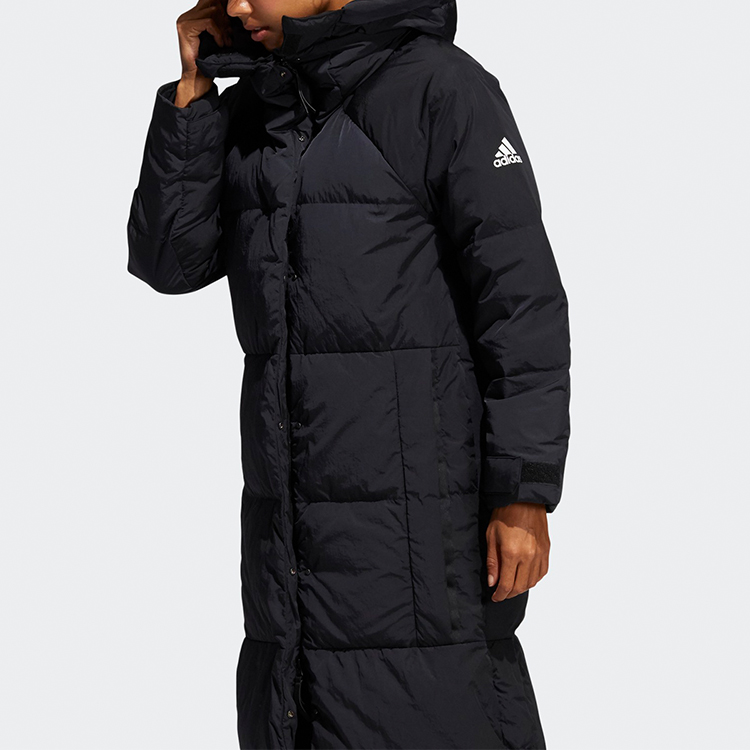 (Women) adidas Black Hooded Mid-Length Puffer Down Jacket Winter Coat FT2541 圖 6