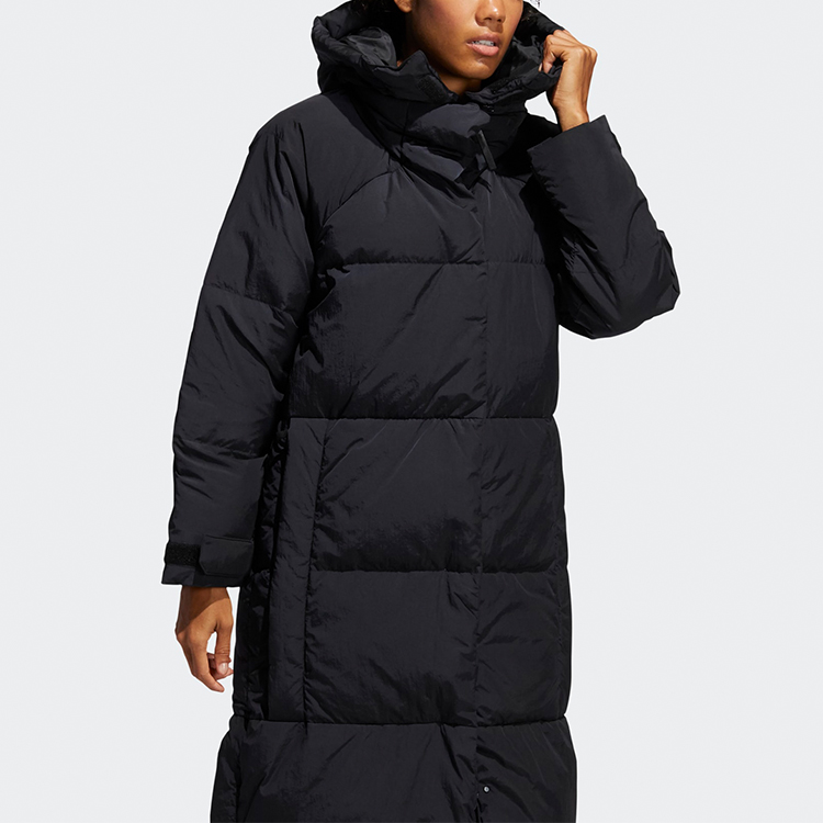 (Women) adidas Black Hooded Mid-Length Puffer Down Jacket Winter Coat FT2541 圖 7