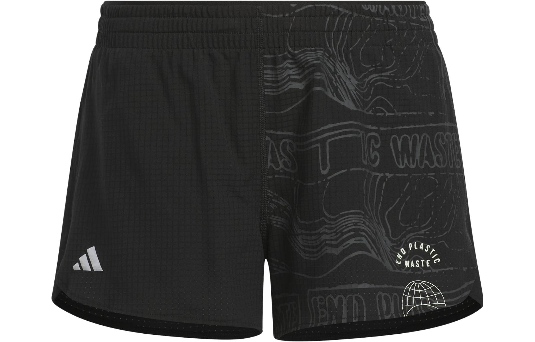 (Women) adidas Black Logo Print Elastic Split Hem Shorts HZ6010
