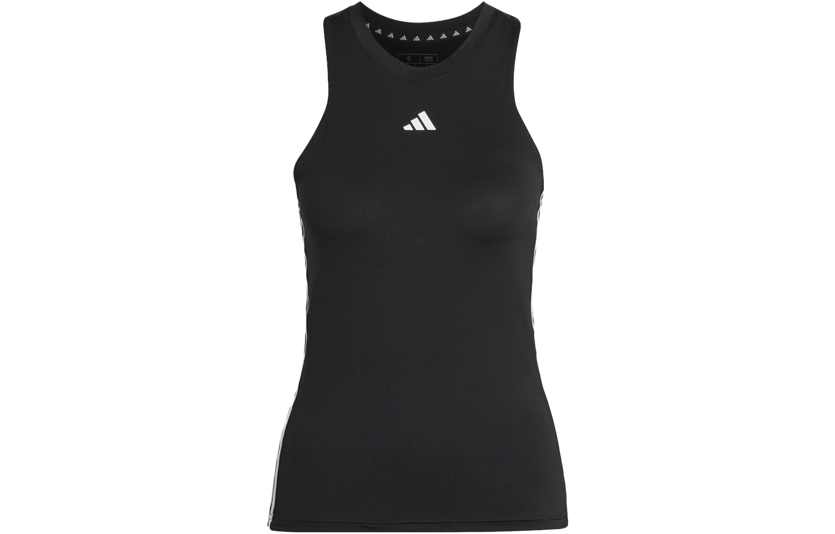(Women) adidas Black Logo Printed Striped Sleeveless Tank Top HR7815