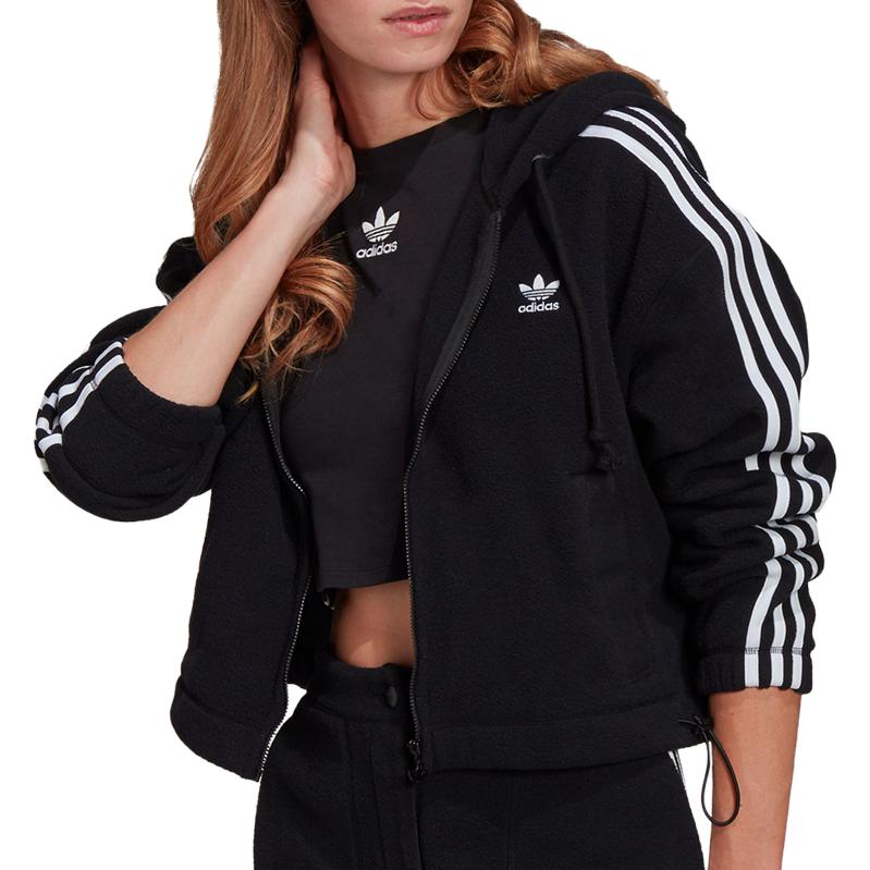 (Women) adidas Black Logo Striped Windbreaker Hooded Jacket GN2811 圖 3