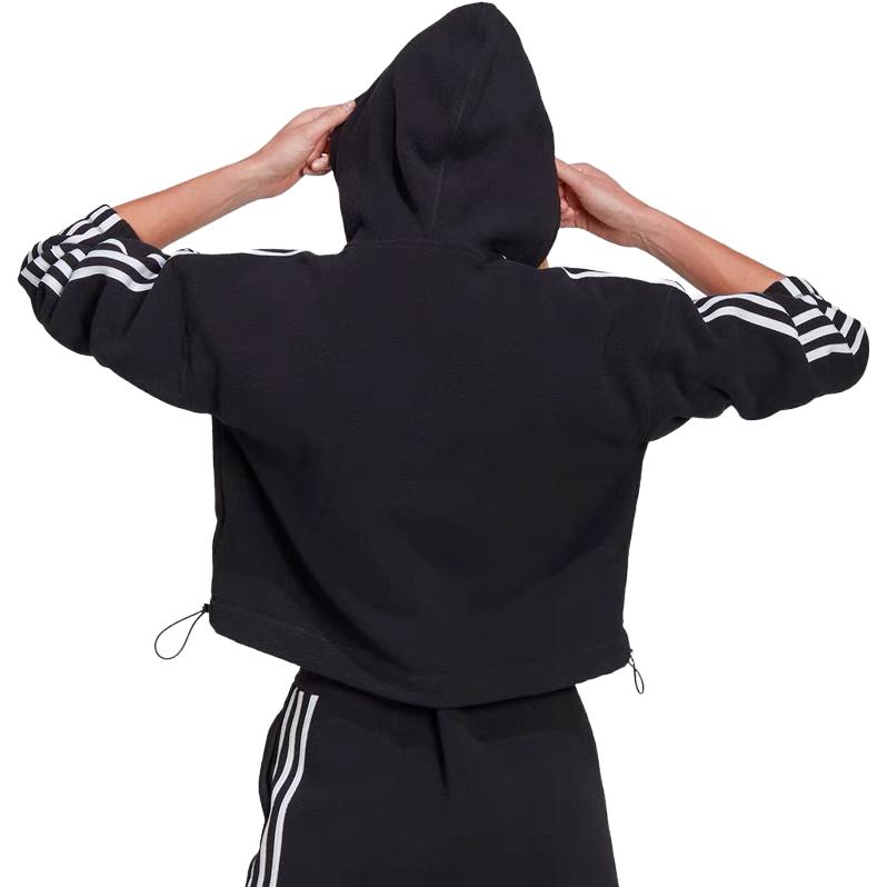 (Women) adidas Black Logo Striped Windbreaker Hooded Jacket GN2811 圖 4