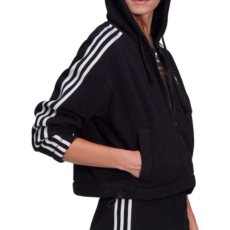 (Women) adidas Black Logo Striped Windbreaker Hooded Jacket GN2811 圖 5
