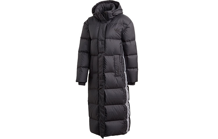 (Women) Adidas Black Long Down Winter Coat with Hood GD2498