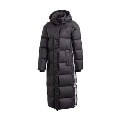 (Women) Adidas Black Long Down Winter Coat with Hood GD2498