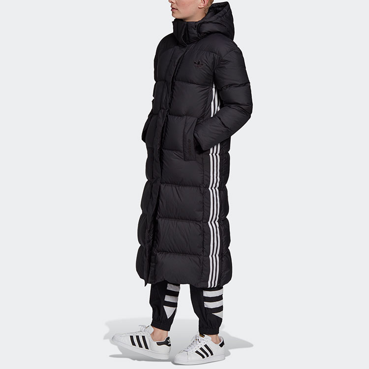 Details for (Women) Adidas Black Long Down Winter Coat with Hood GD2498