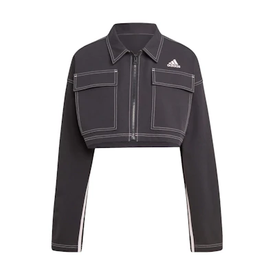 (Women) adidas Black Outdoor Casual Crop Jacket with Chest Pocket IB4751