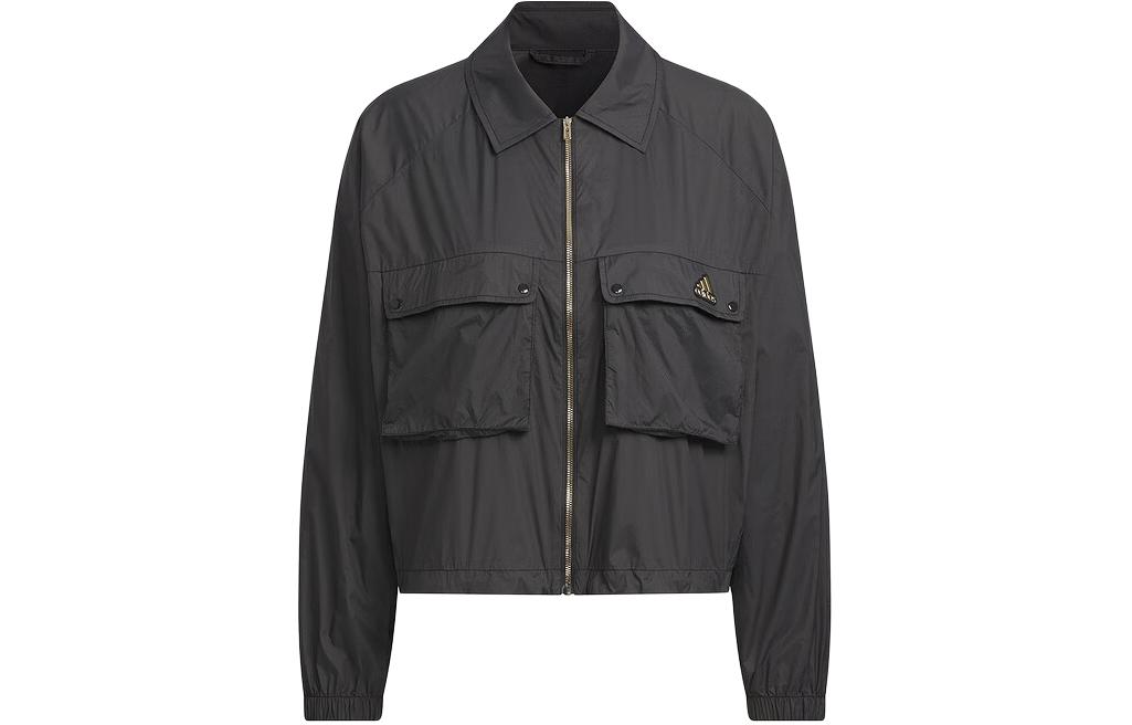 (Women) adidas Black Outdoor Training Woven Jacket with Polo Collar JI9799