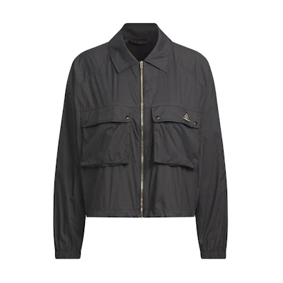 (Women) adidas Black Outdoor Training Woven Jacket with Polo Collar JI9799