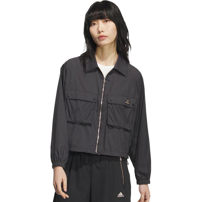 Lookbook (Women) adidas Black Outdoor Training Woven Jacket with Polo Collar JI9799