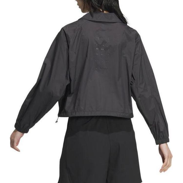 Shop (Women) adidas Black Outdoor Training Woven Jacket with Polo Collar JI9799