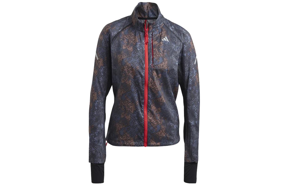 (Women) adidas Black Pattern Logo Print Stand Collar Jacket HR5718 圖 2