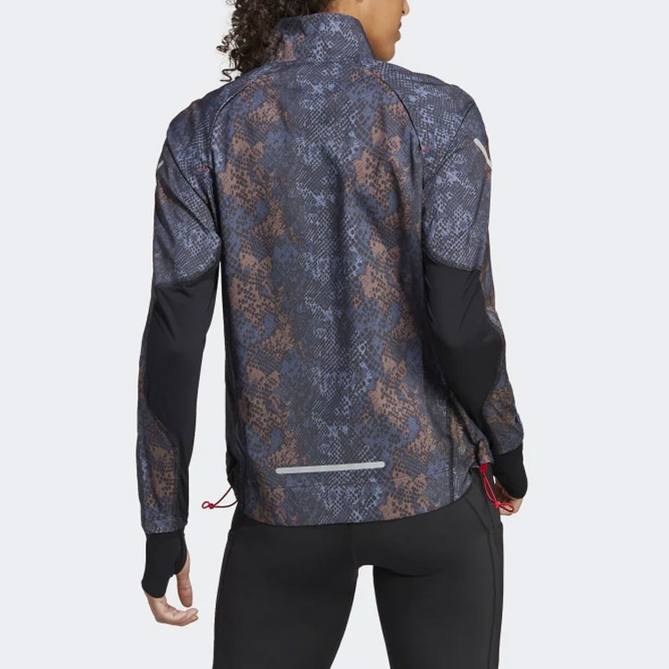 (Women) adidas Black Pattern Logo Print Stand Collar Jacket HR5718 圖 4