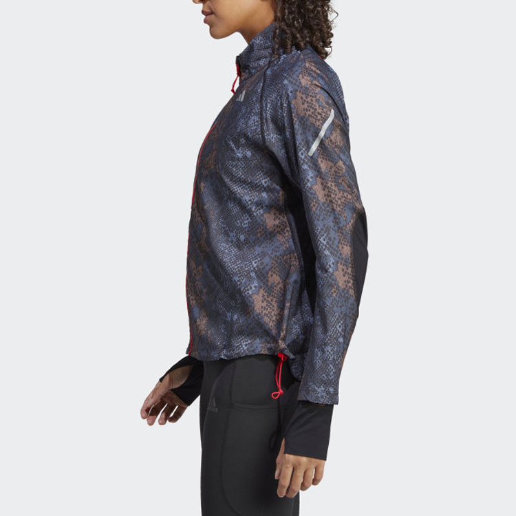 (Women) adidas Black Pattern Logo Print Stand Collar Jacket HR5718 圖 5