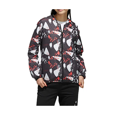 (Women) adidas Black Printed Hooded Sports Jacket DW7813