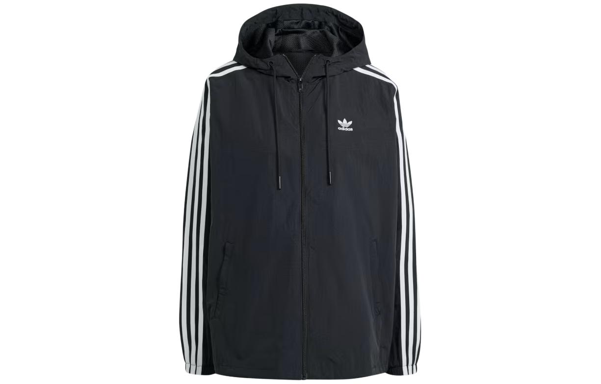 (Women) adidas Black Side Stripe Zip-Up Hoodie Jacket IR8095