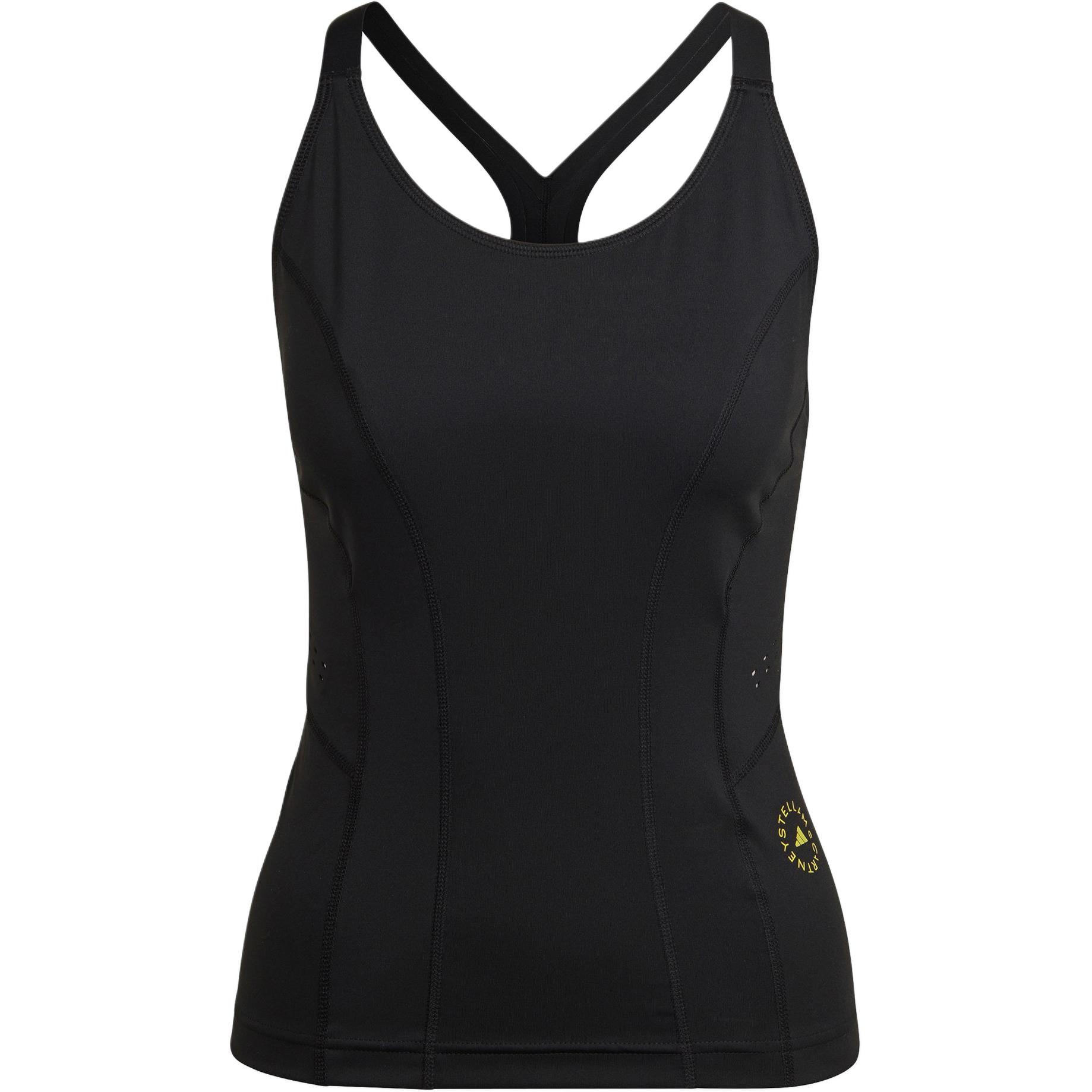 (Women) adidas Black Sleeveless Vest with Monochrome Letter Print. HI6155