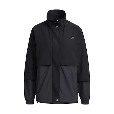 (Women) adidas Black Solid Zip-Up Loose-Fit Sports Jacket GT6375