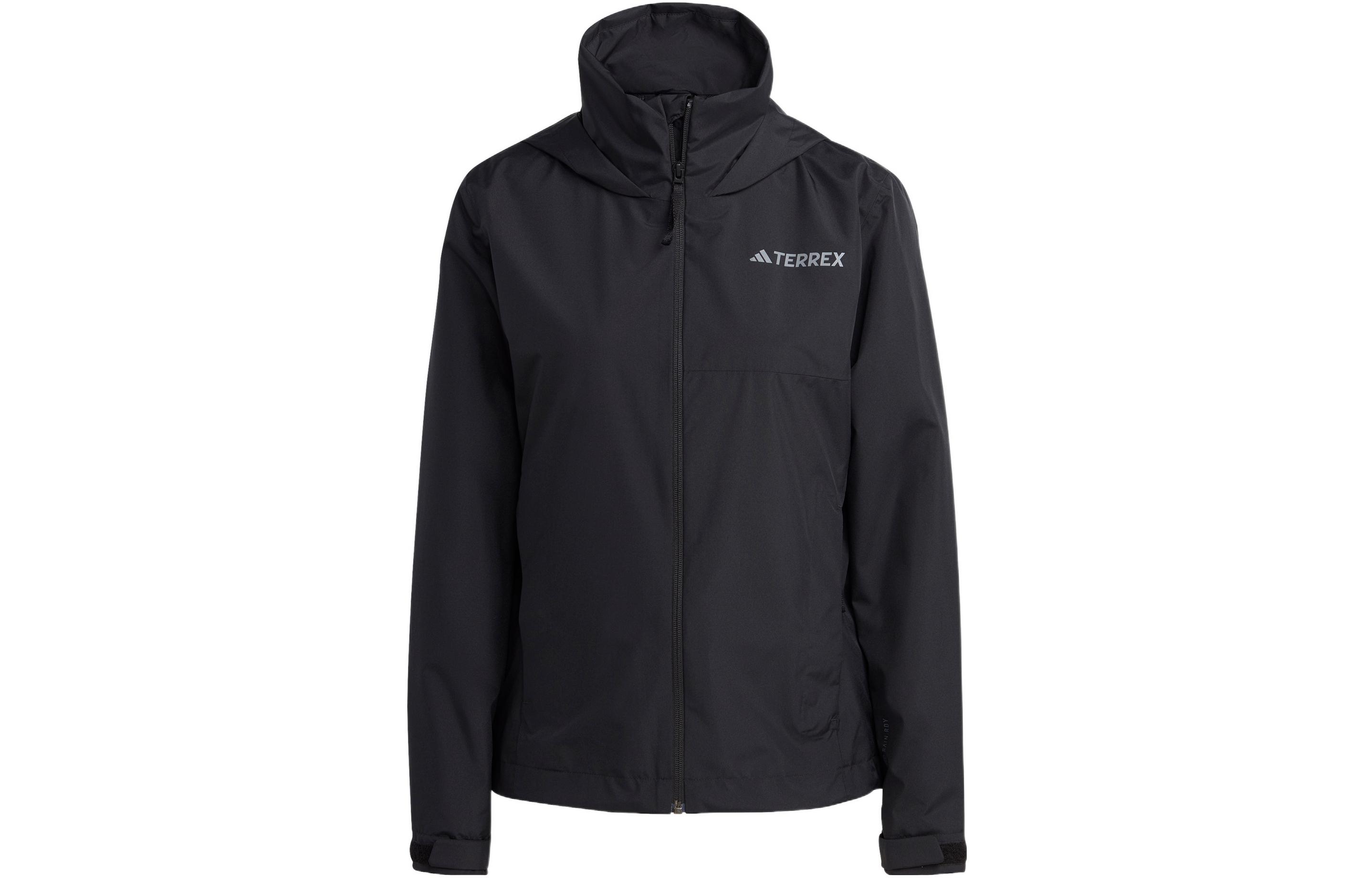 (Women) adidas Black Waterproof Windproof Logo Embroidered Hoodie Jacket HN5460