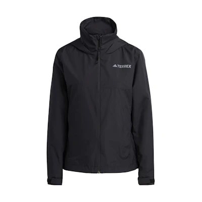 (Women) adidas Black Waterproof Windproof Logo Embroidered Hoodie Jacket HN5460