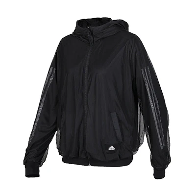(Women) adidas Black Windbreaker Hooded Casual Sports Jacket FK3522