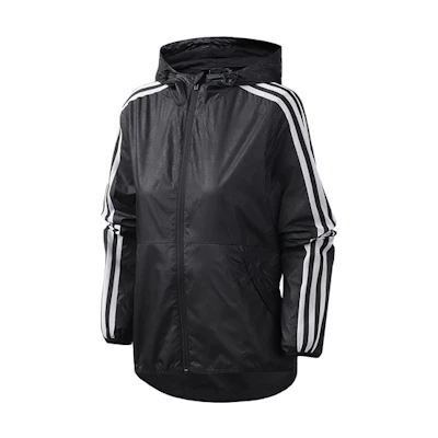 (Women) adidas Black Windbreaker Jacket with Three Stripes Print EH3917