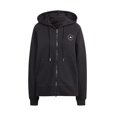 (Women) adidas Black Zip-Up Hoodie Jacket with Solid Logo Print HR2200