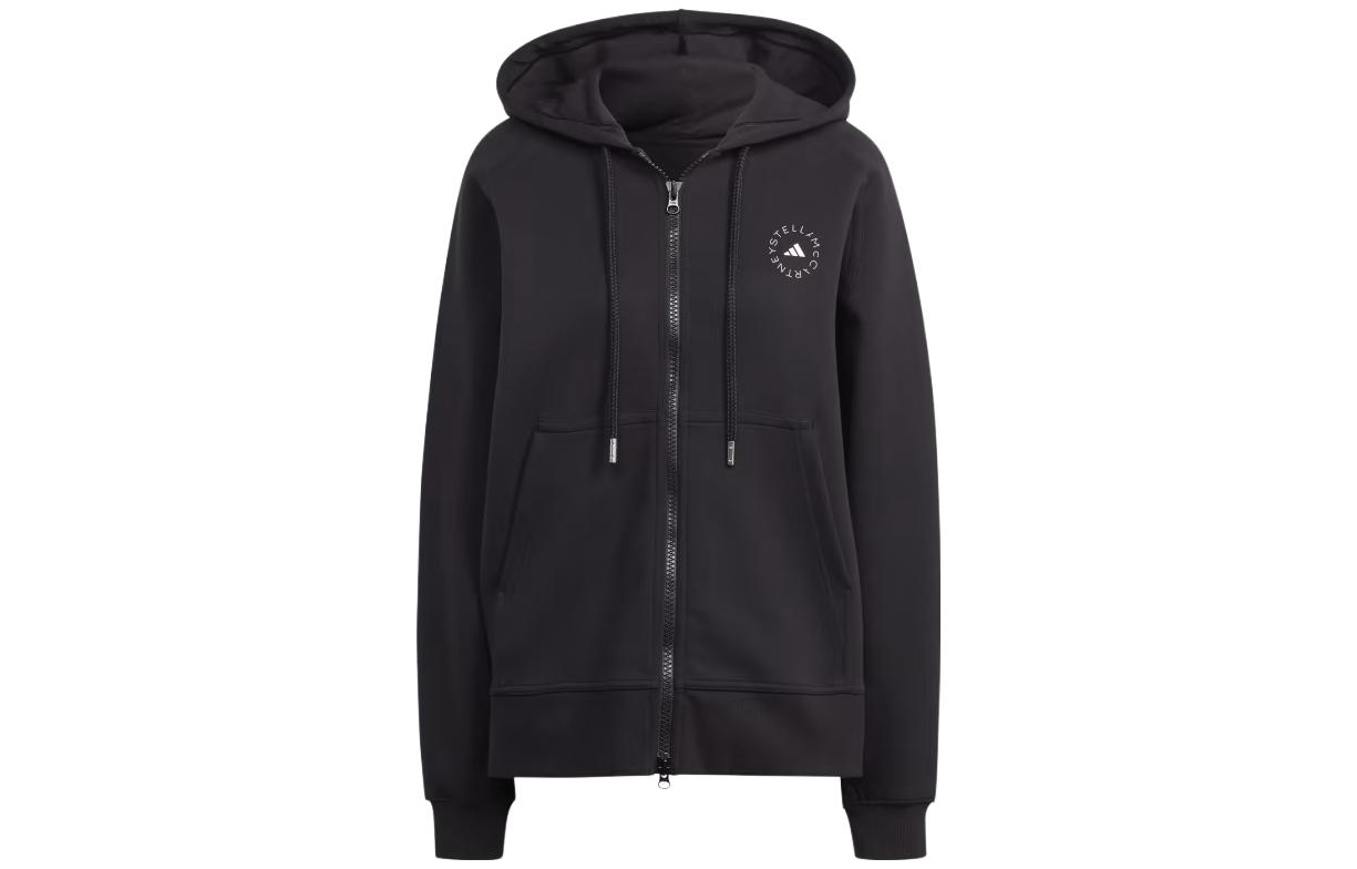 (Women) adidas Black Zip-Up Hoodie Jacket with Solid Logo Print HR2200 圖 2