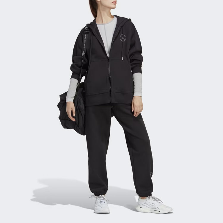 (Women) adidas Black Zip-Up Hoodie Jacket with Solid Logo Print HR2200 圖 3