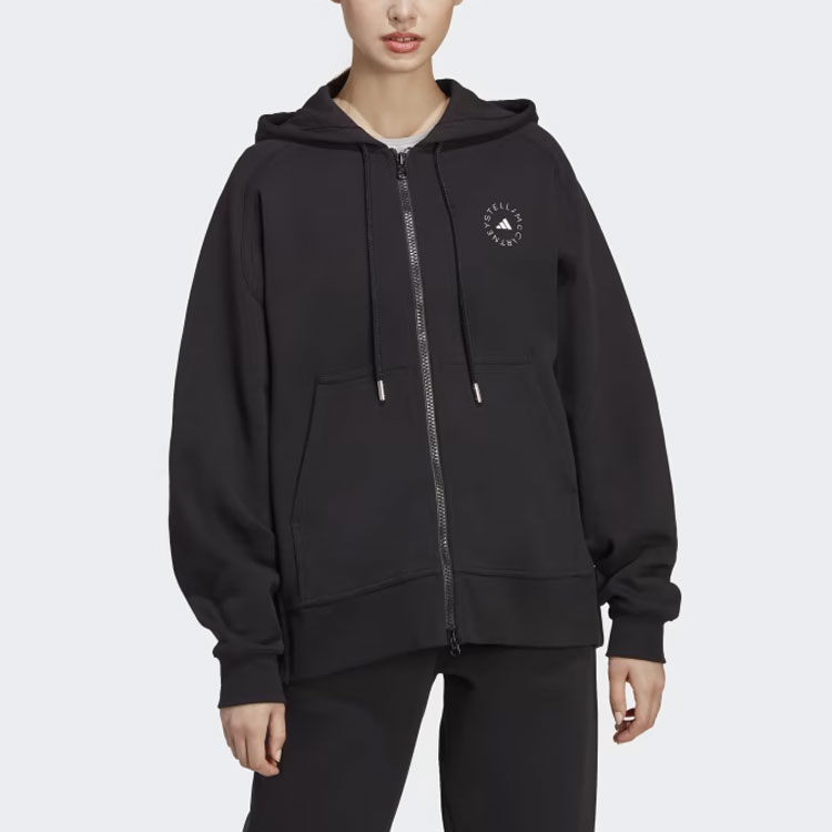 (Women) adidas Black Zip-Up Hoodie Jacket with Solid Logo Print HR2200 圖 4