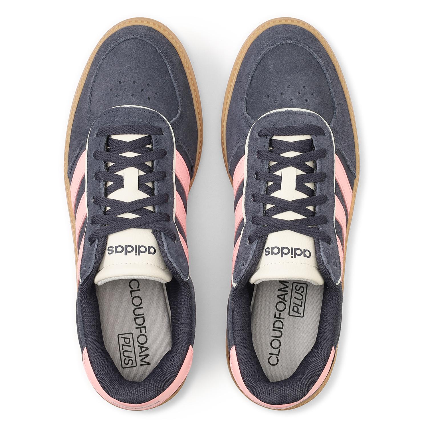 Order (W) 阿迪达斯 Breaknet Sleek 女款麂皮休闲鞋 灰粉/米白配色 IH5467