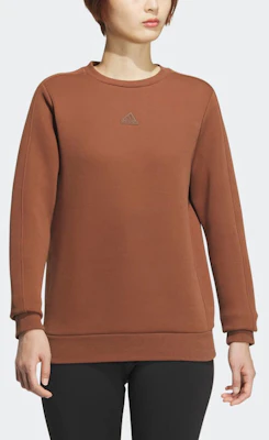 (W) アディダス ブラウンクルーネック長袖スウェットシャツ ロゴデザイン入り JE8615 Shop (W) アディダス ブラウンクルーネック長袖スウェットシャツ ロゴデザイン入り JE8615