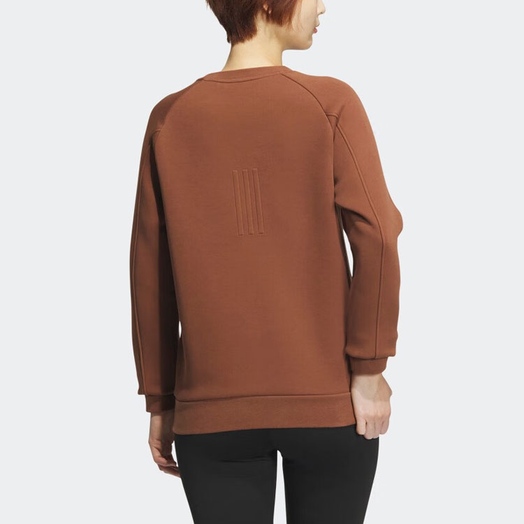 Purchase (W) アディダス ブラウンクルーネック長袖スウェットシャツ ロゴデザイン入り JE8615