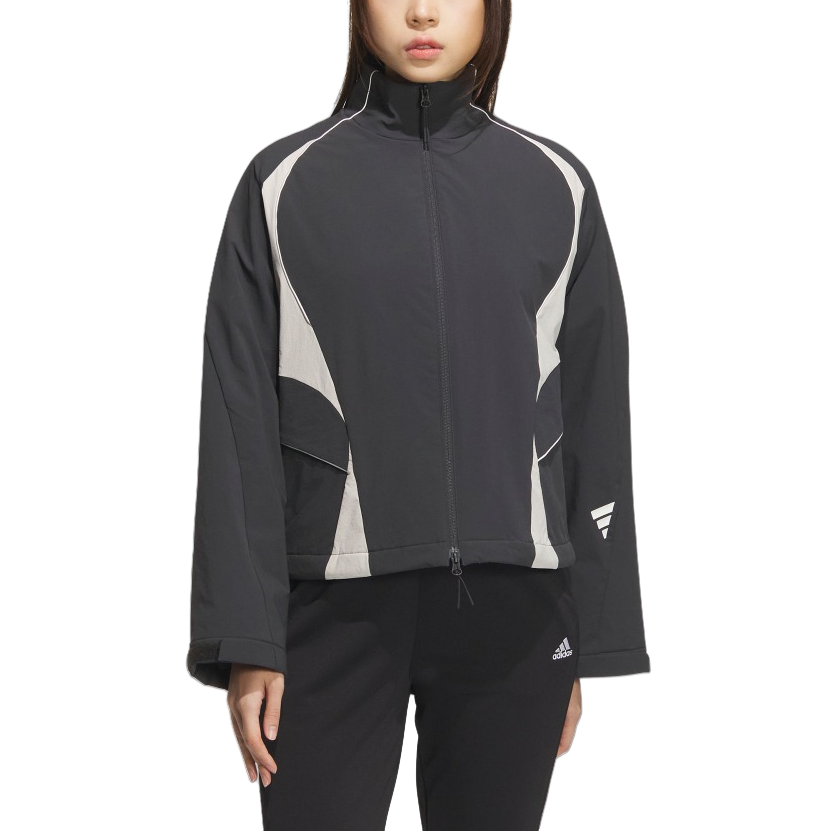 (Women) adidas Casual Sports Zip Jacket Carbon Black/Bright White JY8062