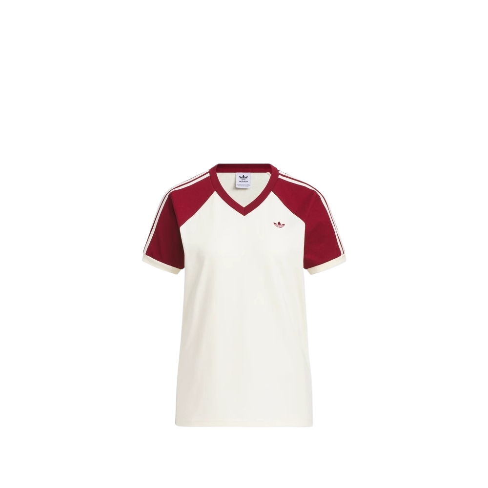 (Women) adidas Classic Raglan Sleeve T-Shirt Cream/Maroon KE6163