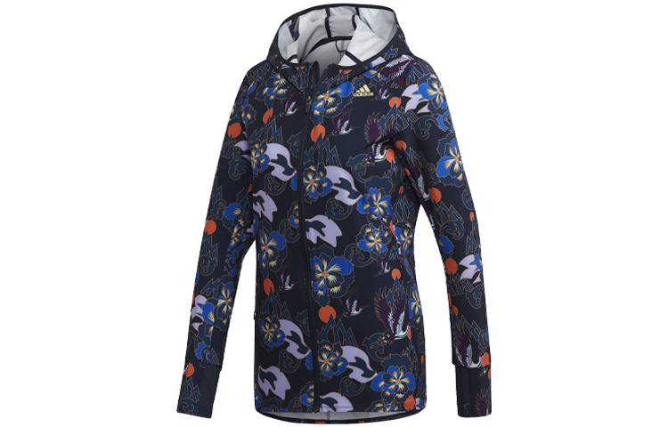(Women) adidas CNY Own The Run Floral Soft Shell Hoodie Jacket Multicolor GE5831