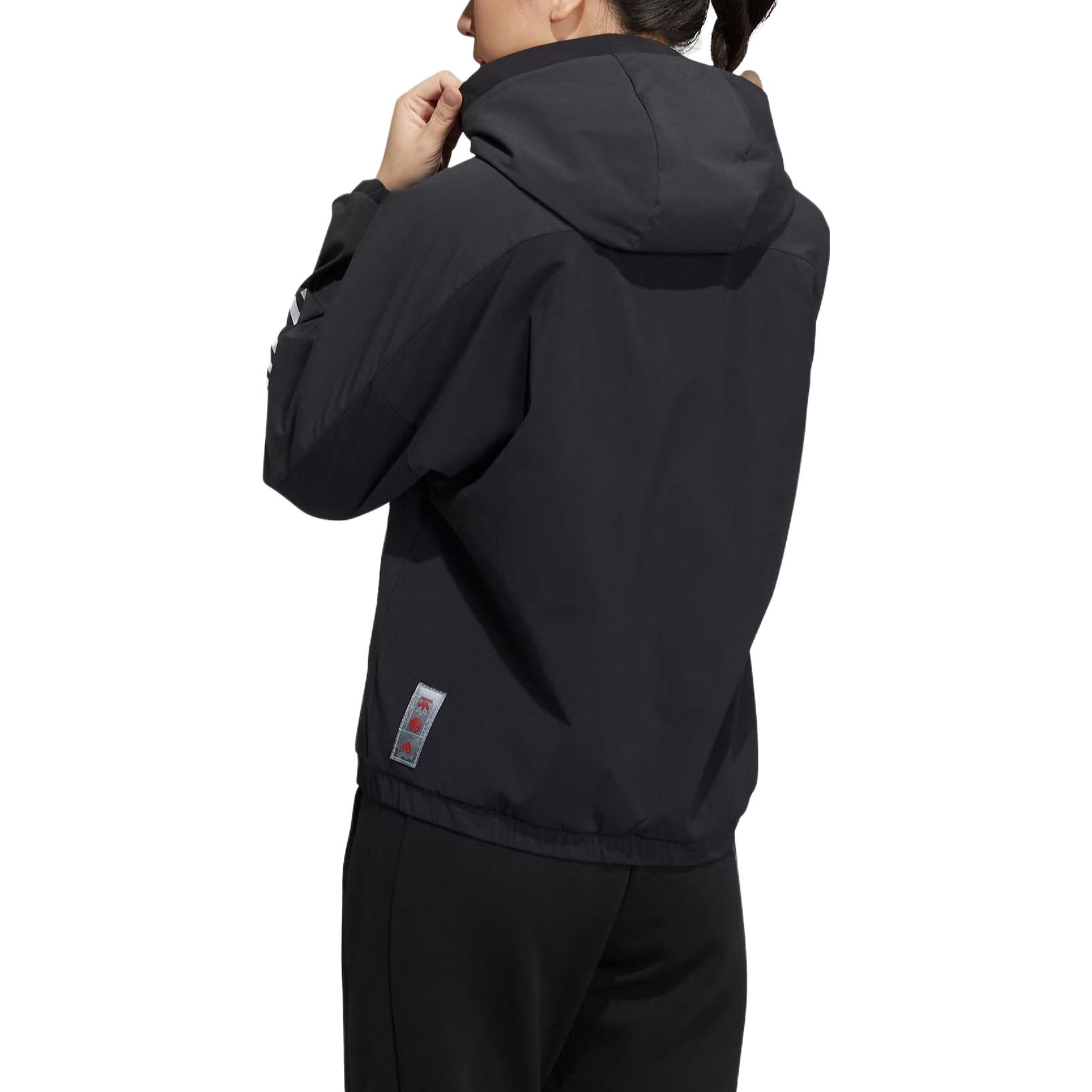 (Women) adidas CNY Reversible Sports Hooded Jacket Black HC2801 圖 4