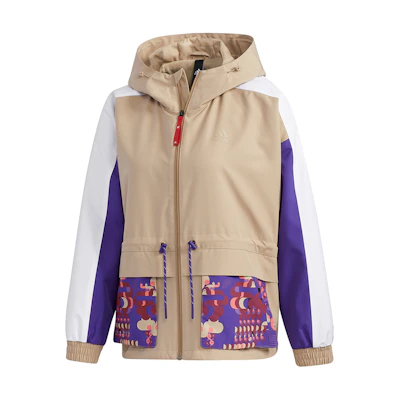 (Women) adidas CNY Series Patchwork Graphic Hoodie Jacket Khaki Brown GP0611