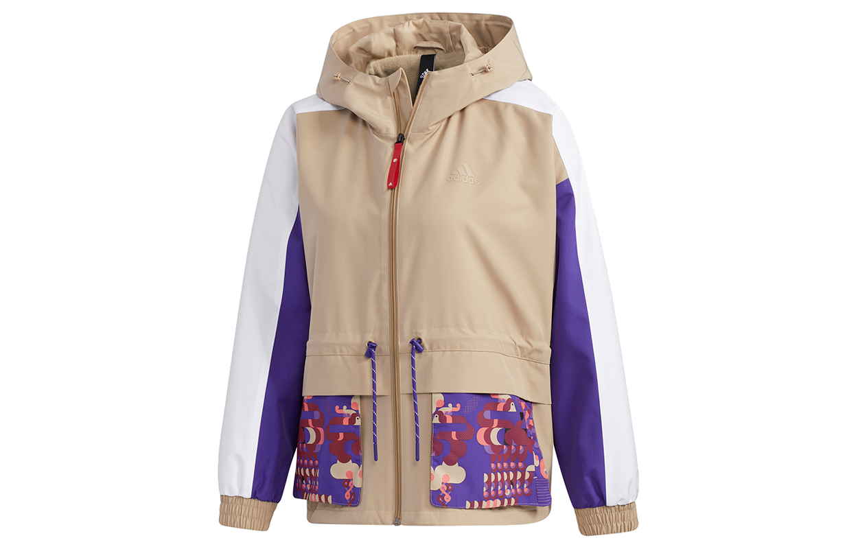 Order (W) 阿迪达斯 CNY系列拼接图案连帽夹克 卡其棕色 GP0611